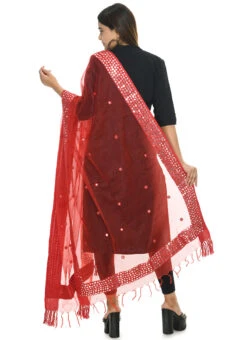 Red Organza Cotton Mirror Gota Pati Work Dupatta Work Wear -C Bazaar Shop red organza cotton mirror gota pati work dupatta dpdmimfd072 b