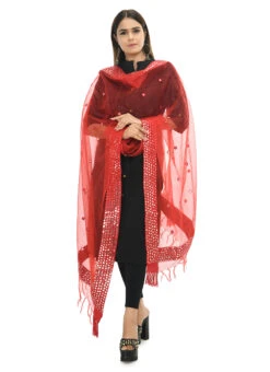 Red Organza Cotton Mirror Gota Pati Work Dupatta Work Wear -C Bazaar Shop red organza cotton mirror gota pati work dupatta dpdmimfd072 u