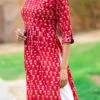 Red Pure Cotton Hand Block Printed Kurta Semi Palazzo Set After Six Wear