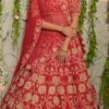 Red Pure Raw Silk Hand Embroidered Umbrella Lehenga Choli Wedding Wear
