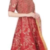 Red Raw Silk Embroidery Anarkali Suit Party Wear