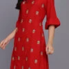Red Rayon Kurta Palazzo Set Party Wear