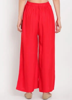 Red Rayon Palazzo Pant Work Wear -C Bazaar Shop red rayon palazzo suit wbdmf644 b