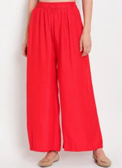 Red Rayon Palazzo Pant Work Wear -C Bazaar Shop red rayon palazzo suit wbdmf644 u