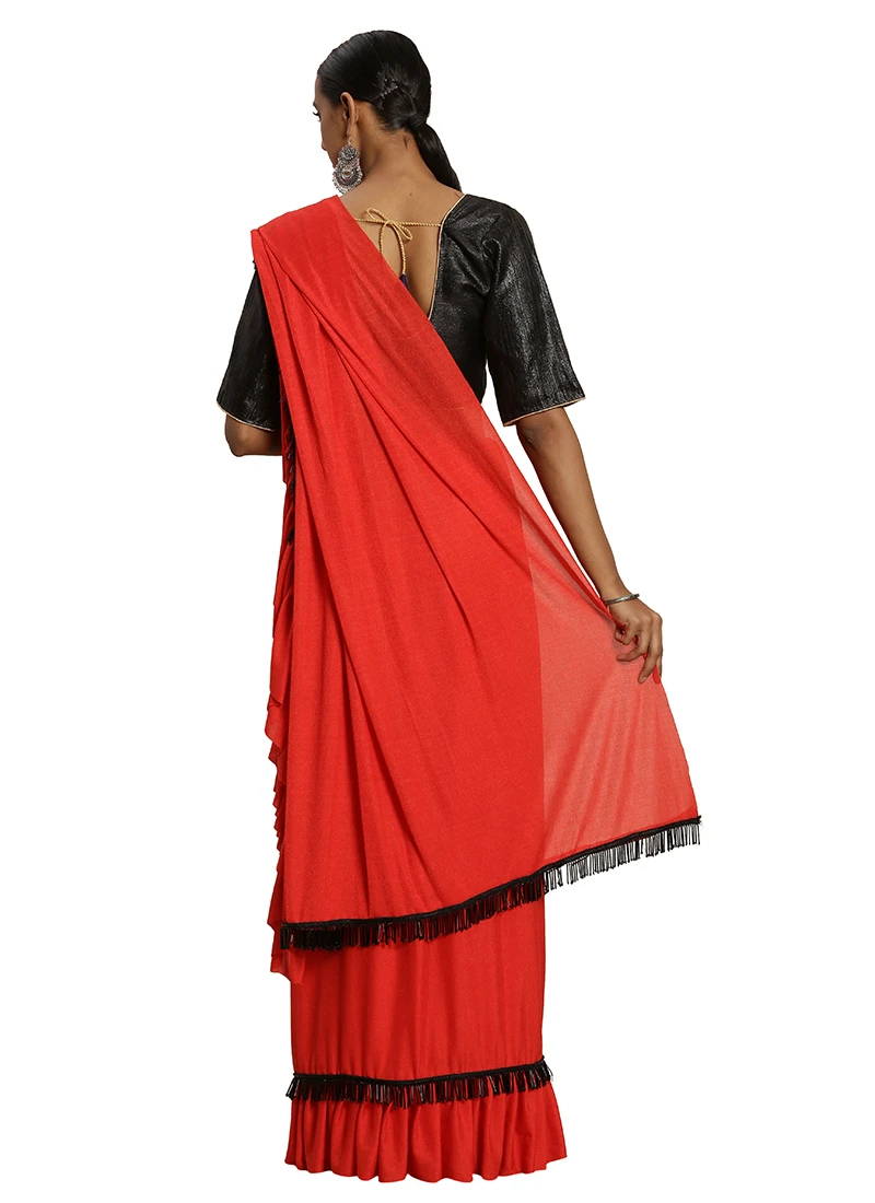 Red Silk Saree Festive Wear 4 Red Silk Saree Festive Wear - Image 4