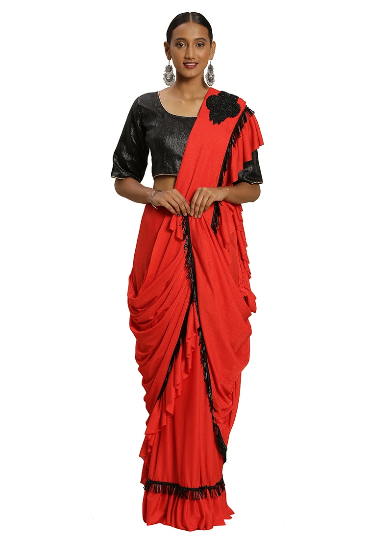 Red Silk Saree Festive Wear 3 Red Silk Saree Festive Wear - Image 3