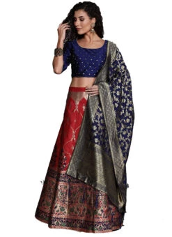 Red Silk Weaving Work A Line Lehenga Festive Wear -C Bazaar Shop red silk weaving work a line lehenga ghsstsktgrm17431 u