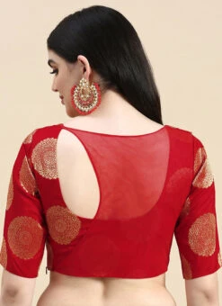 Red Taffeta Blouse Festive Wear -C Bazaar Shop red taffeta blouse BLBS02210835 b