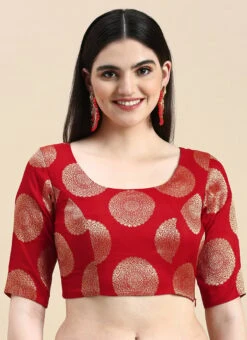 Red Taffeta Blouse Festive Wear -C Bazaar Shop red taffeta blouse BLBS02210835 u