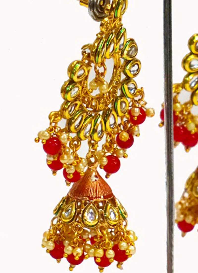 Red White Earring Party Wear 1 Red White Earring Party Wear