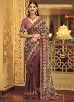 Rose Gold Pink Georgette Printed Work Half N Half Saree Party Wear 6 Rose Gold Pink Georgette Printed Work Half N Half Saree Party Wear -C Bazaar Shop rose gold pink georgette printed work half n half saree sasak352629002 u