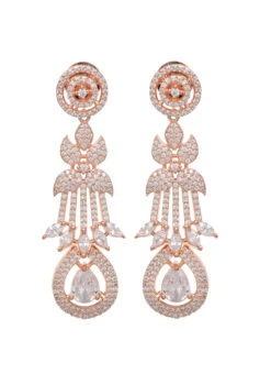 Rose Gold Plated Stones Alloy Danglers Party Wear -C Bazaar Shop rose gold plated stones alloy danglers erjrurea2353 b