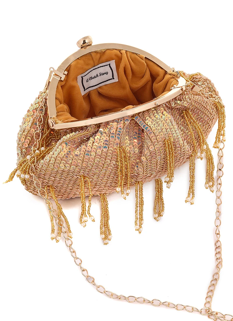 Rose Pink Art Silk Sequins Clutch Party Wear 1 Rose Pink Art Silk Sequins Clutch Party Wear