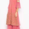 Rose Pink Net Embroidered Kurta Sharara Set After Six Wear