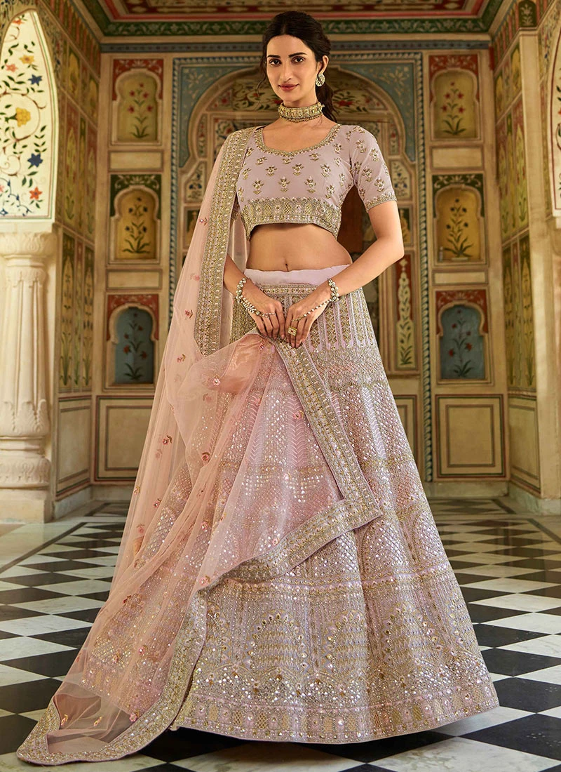 Rose Pink Organza Embroidered N Stones Umbrella Lehenga Wedding Wear 3 Rose Pink Organza Embroidered N Stones Umbrella Lehenga Wedding Wear - Image 3