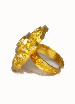 Round White Brass Kundan Ring Party Wear