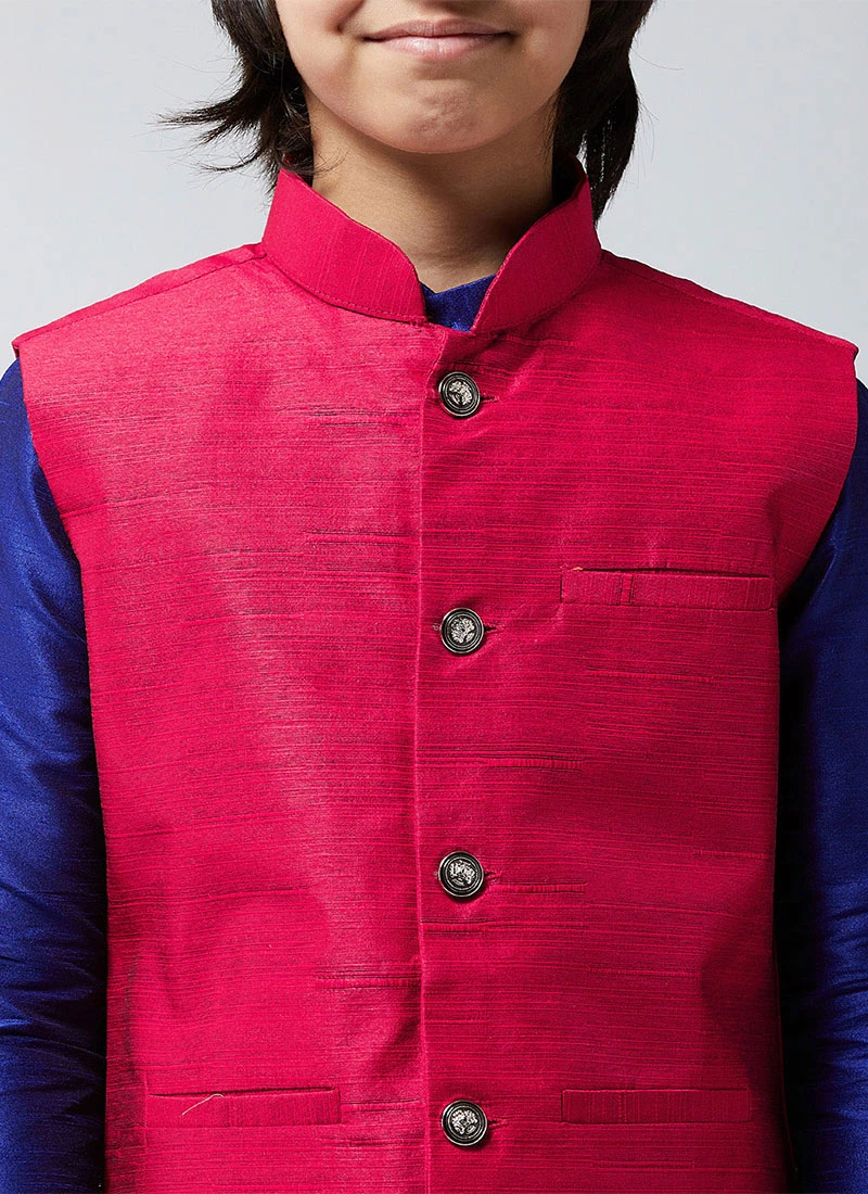 Royal Blue Art Silk Kurta Pyjama 1 Royal Blue Art Silk Kurta Pyjama