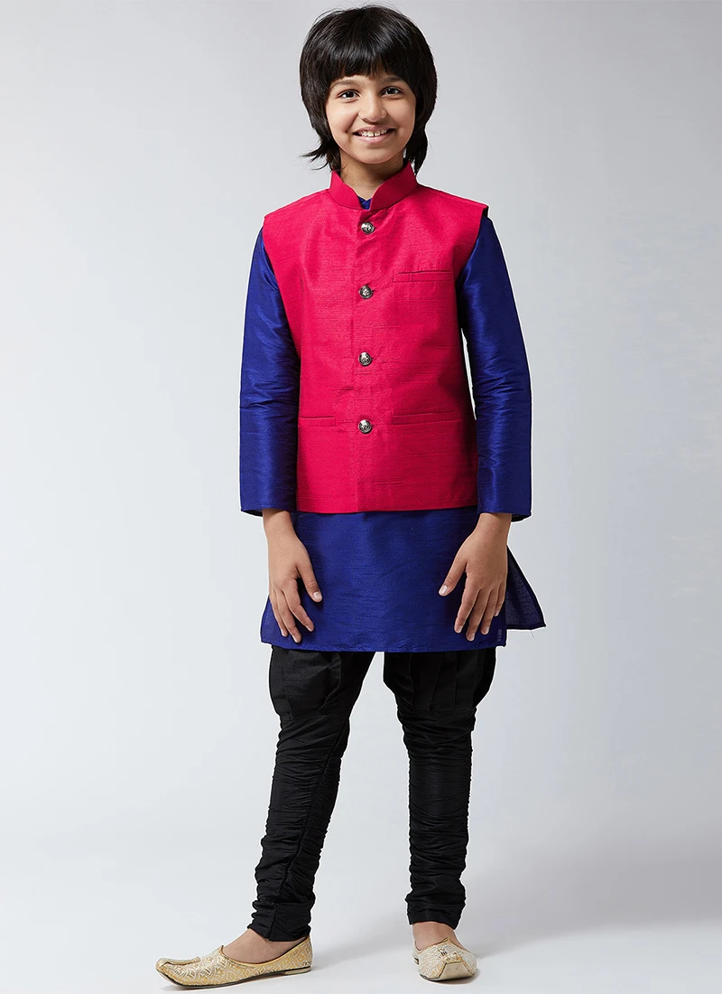 Royal Blue Art Silk Kurta Pyjama 2 Royal Blue Art Silk Kurta Pyjama - Image 2