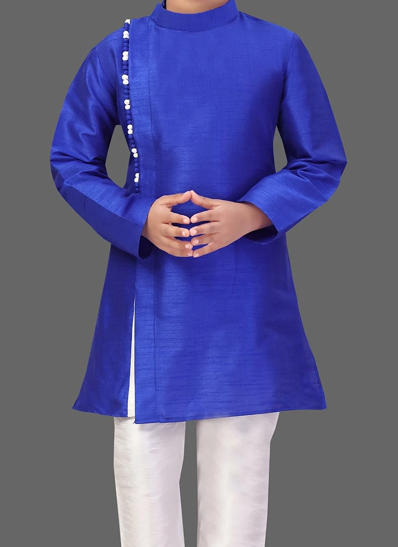 Royal Blue Art Silk Soild Stitched Kurta Pyjama Festive Wear 1 Royal Blue Art Silk Soild Stitched Kurta Pyjama Festive Wear