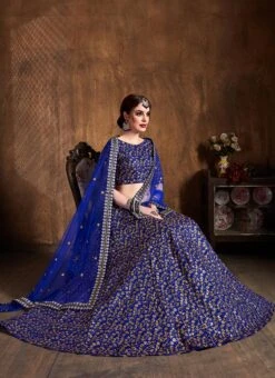 Royal Blue Benarasi Silk Embroidered And Sequins Work Umberalla Lehenga Party Wear 6 Royal Blue Benarasi Silk Embroidered And Sequins Work Umberalla Lehenga Party Wear -C Bazaar Shop royal blue benarasi silk embroidered and sequins work umberalla lehenga ghsprf3624 u