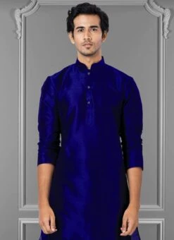 Royal Blue Dupion Silk Soild Plain Kurta Pyjama Party Wear 5 Royal Blue Dupion Silk Soild Plain Kurta Pyjama Party Wear -C Bazaar Shop royal blue dupion silk soild plain kurta pyjama kpkvs392g b
