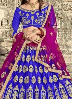 Royal Blue Embroidered A Line Lehenga Wedding Wear