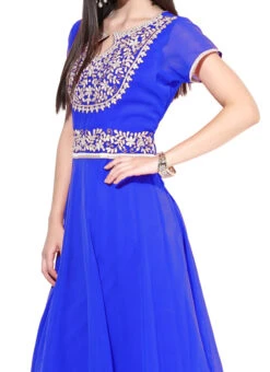 Royal Blue Georgette Embroidered Anarkali Suit Party Wear