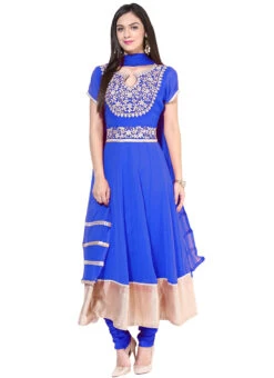 Royal Blue Georgette Embroidered Anarkali Suit Party Wear -C Bazaar Shop royal blue georgette embroidered anarkali suit sldmf4440e u