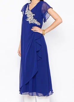 Royal Blue Georgette Embroidered Kurta Palazzo Set After Six Wear