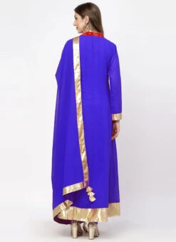 Royal Blue Georgette Patch Work Anarkali Suit Work Wear -C Bazaar Shop royal blue georgette patch work anarkali suit sldmf7478rb b