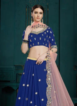 Royal Blue Georgette Tikki Work Umbrella Lehenga Party Wear -C Bazaar Shop royal blue georgette tikki work umbrella lehenga ghsak41523107 b