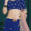 Royal Blue Georgette Tikki Work Umbrella Lehenga Party Wear