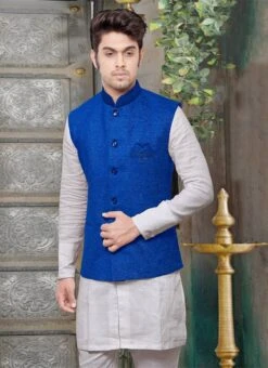 Royal Blue Jute Nehru Jacket -C Bazaar Shop royal blue jute nehru jacket jmkmdcj261e b