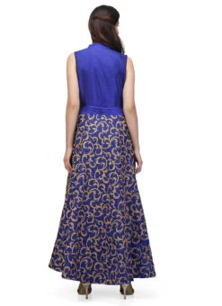 Royal Blue Raw Silk Thread Work Anarkali Suit Party Wear -C Bazaar Shop royal blue raw silk thread work anarkali suit slkifh9966000365 b