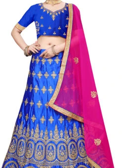 Royal Blue Silk Zari Embroidered A Line Lehenga Festive Wear