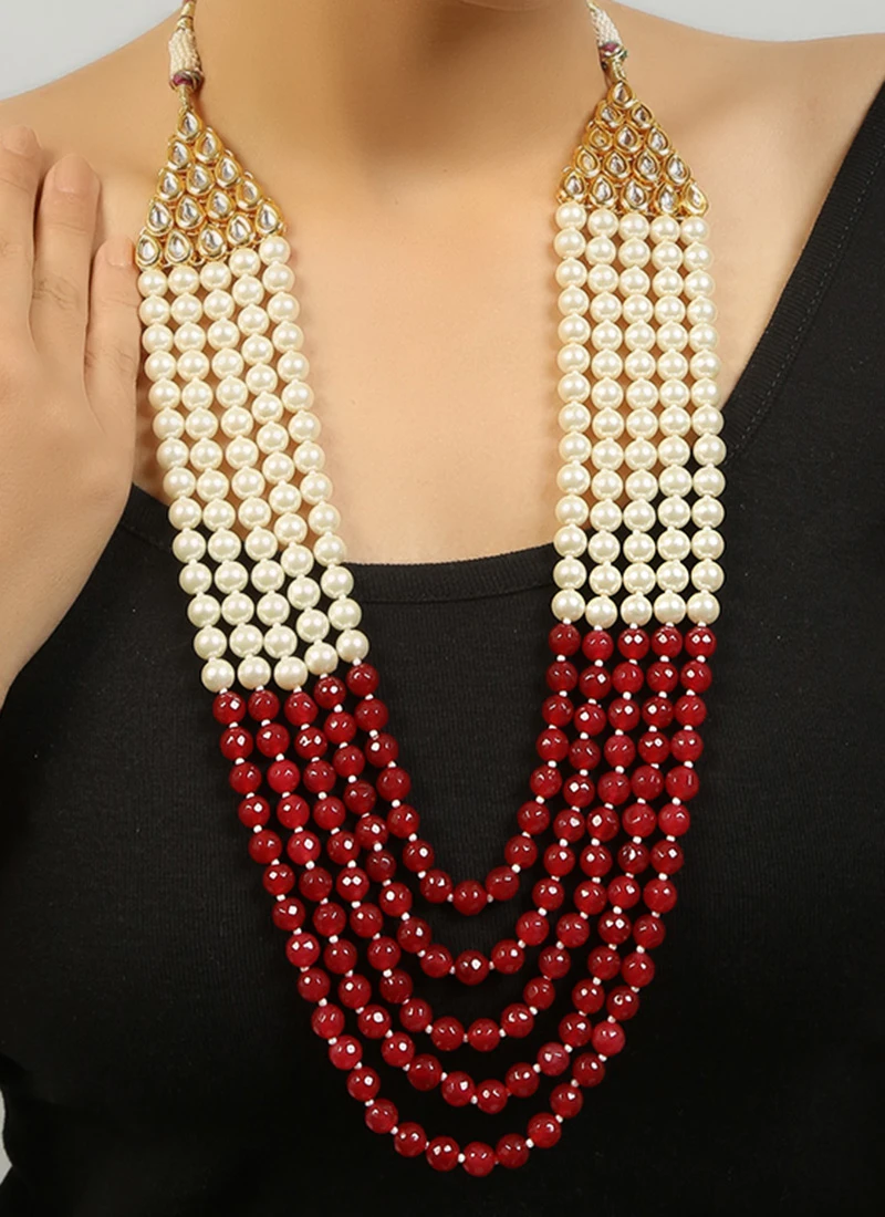 Ruby And White Alloy Kundan Necklace Wedding Wear 1 Ruby And White Alloy Kundan Necklace Wedding Wear