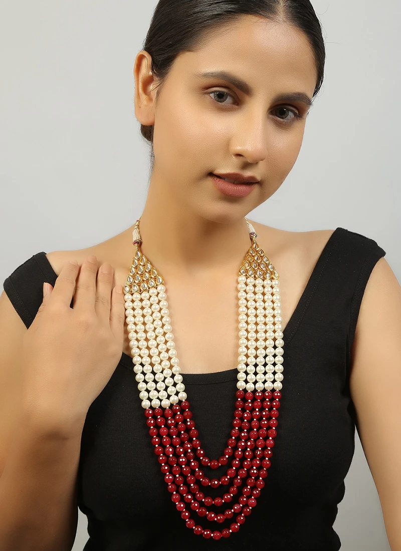 Ruby And White Alloy Kundan Necklace Wedding Wear 2 Ruby And White Alloy Kundan Necklace Wedding Wear - Image 2