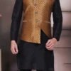 Rust Jacquard Silk Nehru Jacket