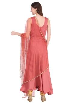 Rust Satin Anarkali Suit Party Wear -C Bazaar Shop rust satin anarkali suit slkifh9900537 b