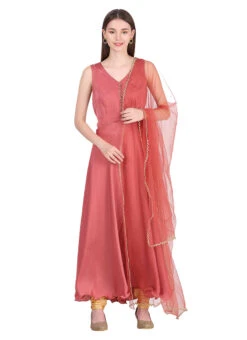 Rust Satin Anarkali Suit Party Wear -C Bazaar Shop rust satin anarkali suit slkifh9900537 u