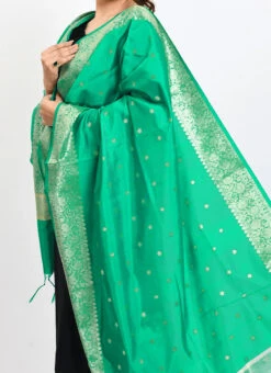 Sea Green Banarasi Silk Weaving Work Dupatta Work Wear