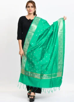 Sea Green Banarasi Silk Weaving Work Dupatta Work Wear -C Bazaar Shop sea green banarasi silk weaving work dupatta dpdmimfd185 u
