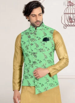 Sea Green Brocade Nehru Jacket -C Bazaar Shop sea green brocade nehru jacket jmkmdc488 b