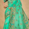 Sea Green Color Zari Weaving Organza Saree Party Wear