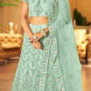 Sea Green Embroidery Stone Work Net A Line Lehenga Party Wear