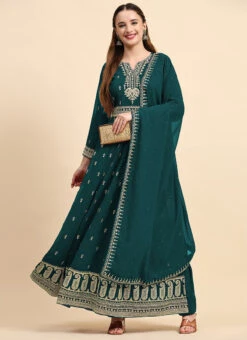 Rama Green Faux Georgette Embroidered Anarkali Suit Party Wear 6 Rama Green Faux Georgette Embroidered Anarkali Suit Party Wear -C Bazaar Shop sea green faux georgette embroidered anarkali suit slsrf27076 u
