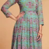 Sea Green Georgette Digital Print Fit And Flare Dress After Six Wear