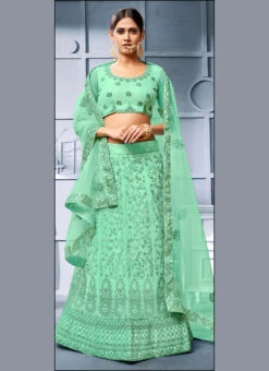 Sea Green Net Machine Embroidered A Line Lehenga Party Wear -C Bazaar Shop sea green net machine embroidered a line lehenga ghssitatr1006 u