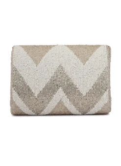 Silver Blended Cotton Beads Clutch Party Wear -C Bazaar Shop silver blended cotton beads clutch hbdacs518 b