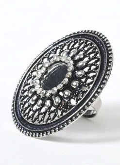 Silver Brass Stones Ring Party Wear